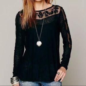 FREE PEOPLE long sleeve with mesh lace detail